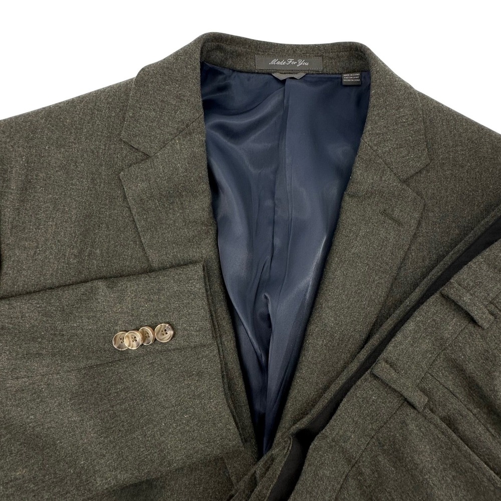 Indochino 2 Piece Suit Custom Size 48R Green Wool Formal Career 2Pc Pants 38x26